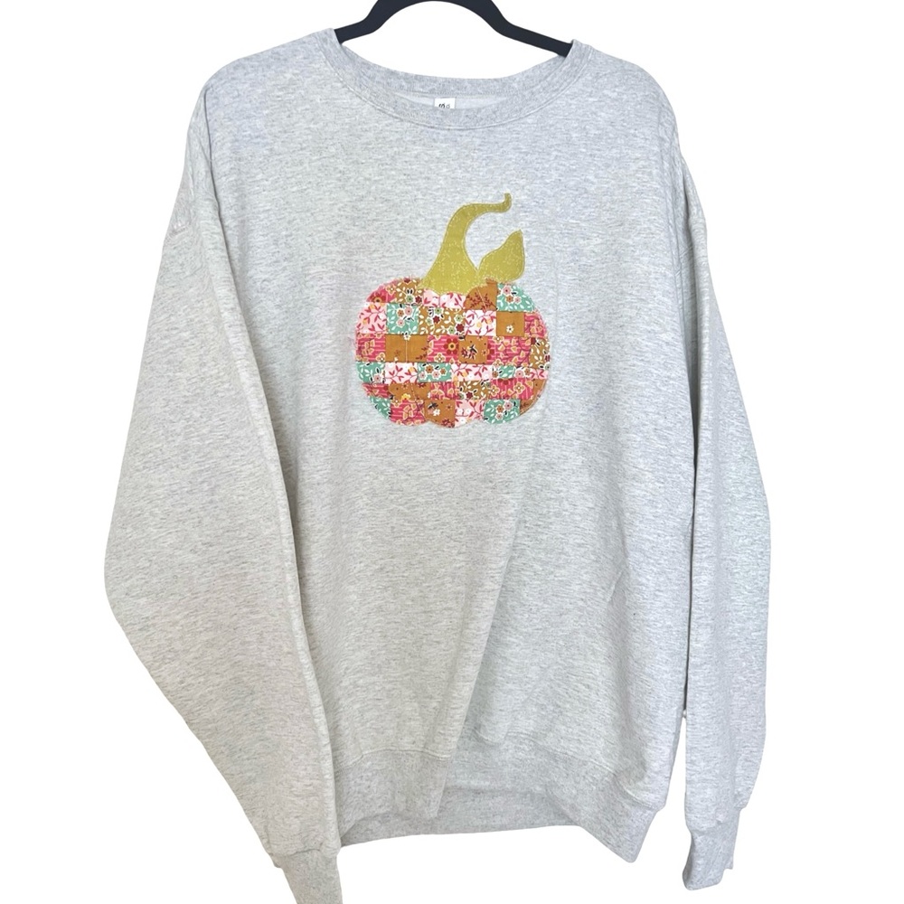 Gray Pumpkin Patchwork Sweatshirt - image 1